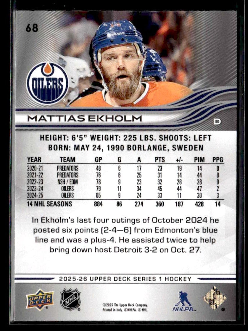2025-26 Upper Deck #68 Mattias Ekholm
