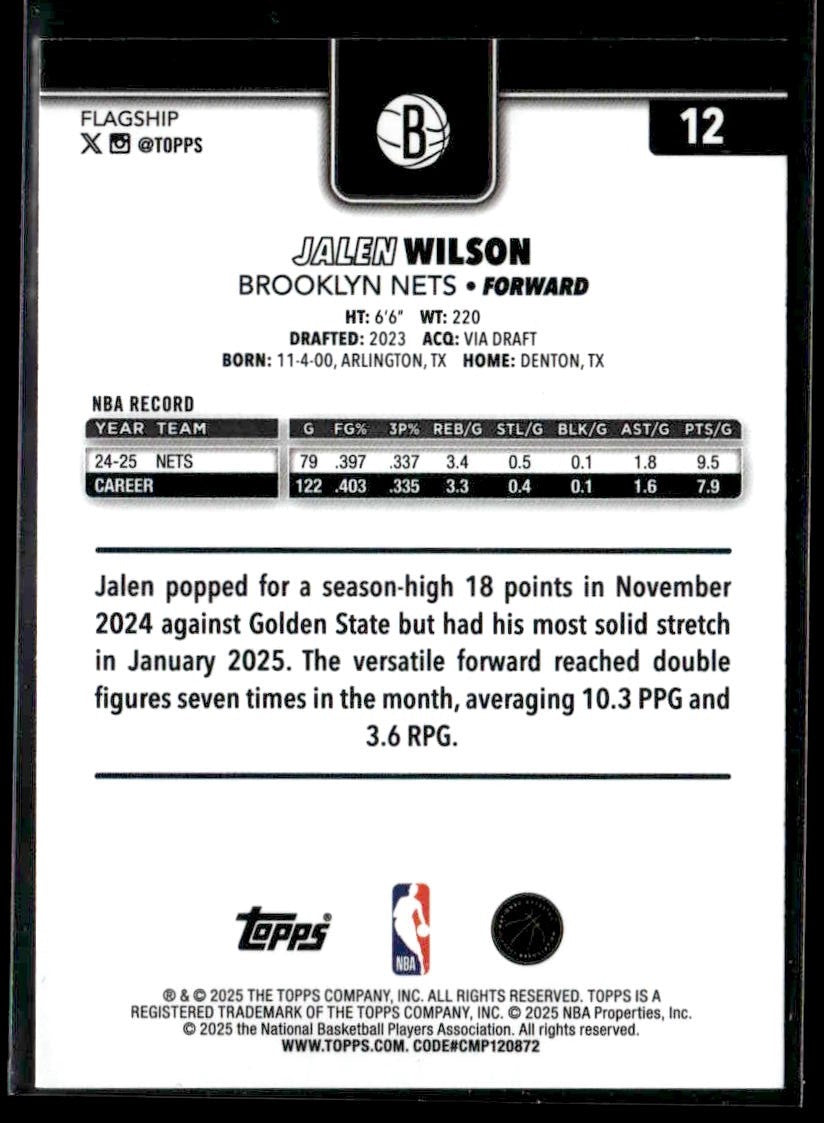 2025-26 Topps #12 Jalen Wilson