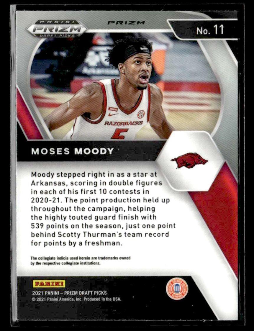 2021 Panini Prizm Draft Picks #11 Moses Moody Red Ice