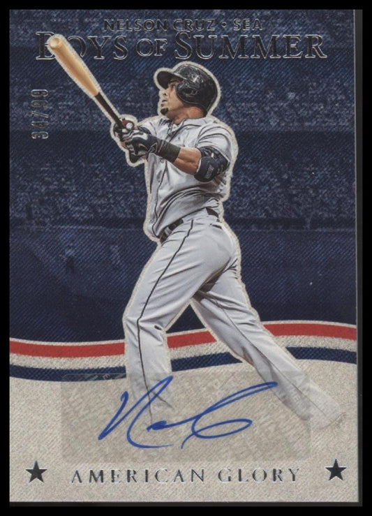 2025 Panini Boys of Summer #AGS-NC Nelson Cruz American Glory Signatures #34/99