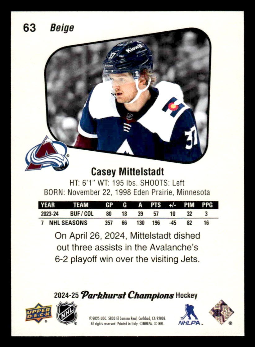 2024-25 Parkhurst Champions #63 Casey Mittelstadt