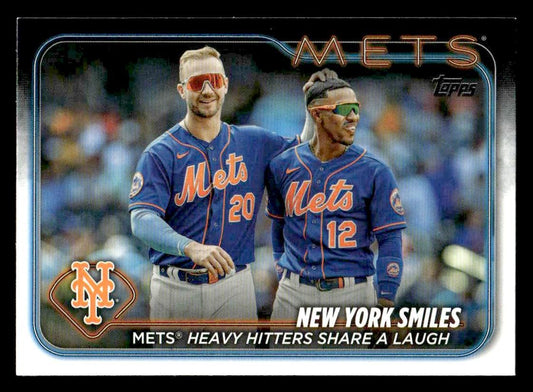2024 Topps #38 New York Smiles: Mets Heavy Hitters Share a Laugh