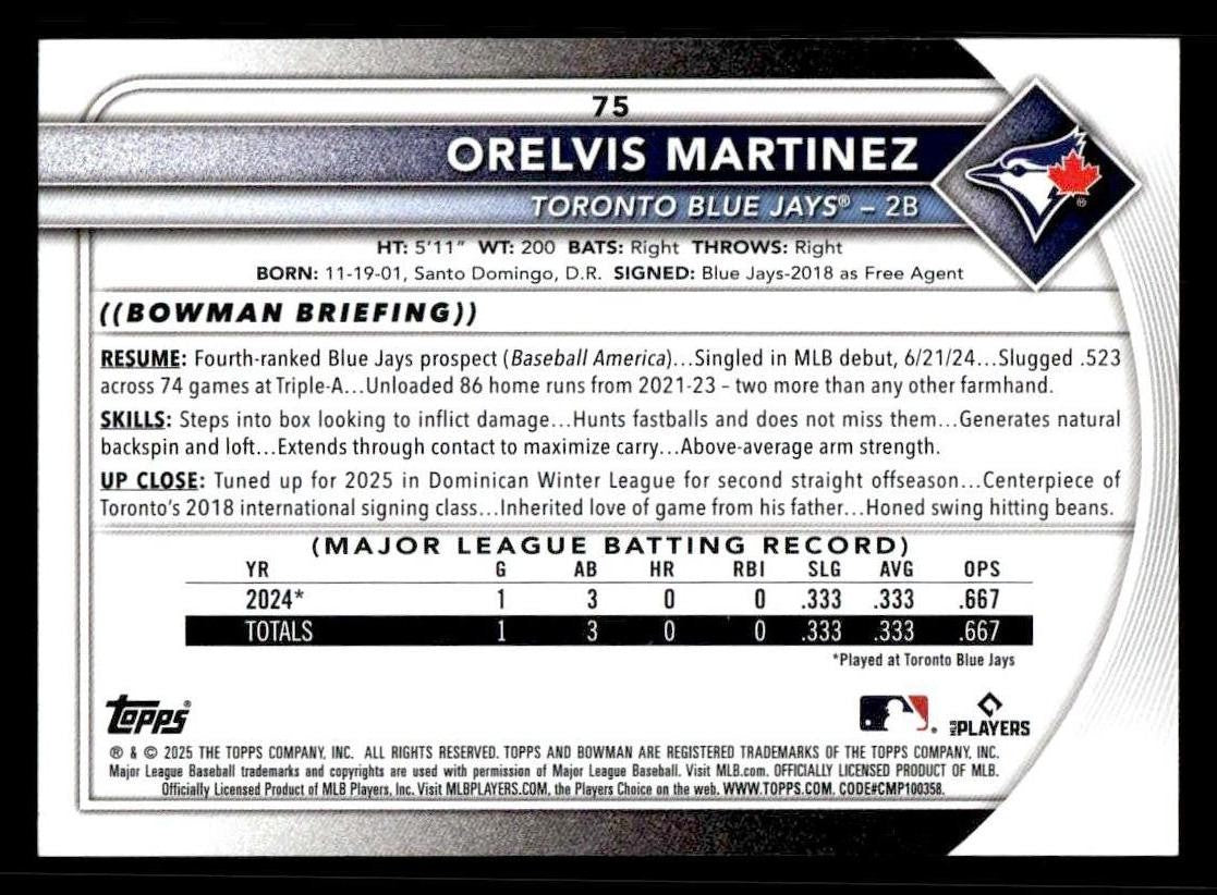 2025 Bowman #75 Orelvis Martinez