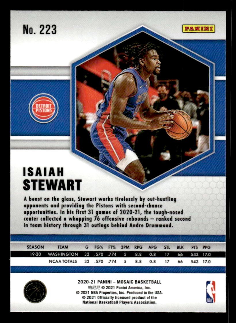 2020-21 Panini Mosaic #223 Isaiah Stewart