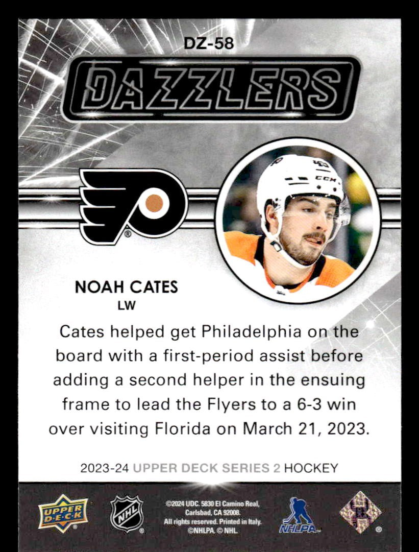 2023-24 Upper Deck #DZ-58 Noah Cates Dazzlers Blue