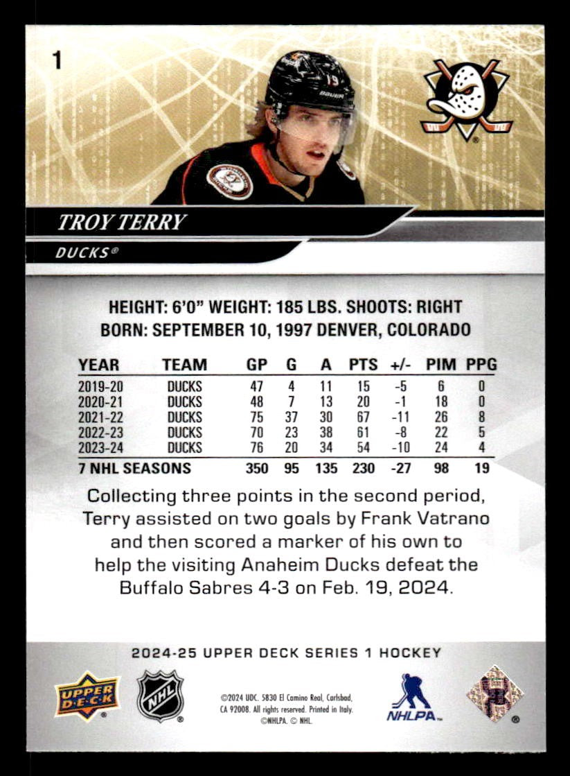 2024-25 Upper Deck #1 Troy Terry