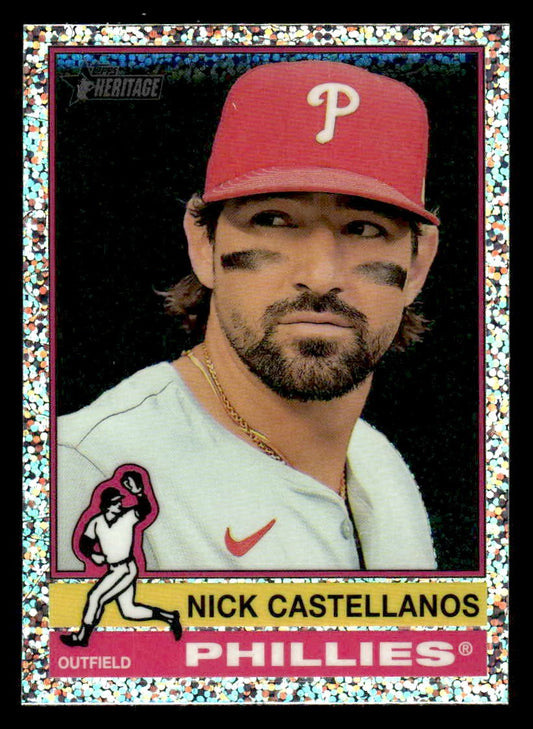 2025 Topps Heritage #315 Nick Castellanos Chrome Silver Sparkle Refractor