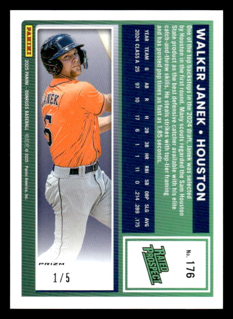 2025 Donruss #176 Walker Janek Optic Gold Glitter - #1/5