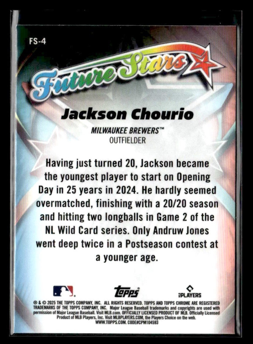2025 Topps Chrome #FS-4 Jackson Chourio Future Stars