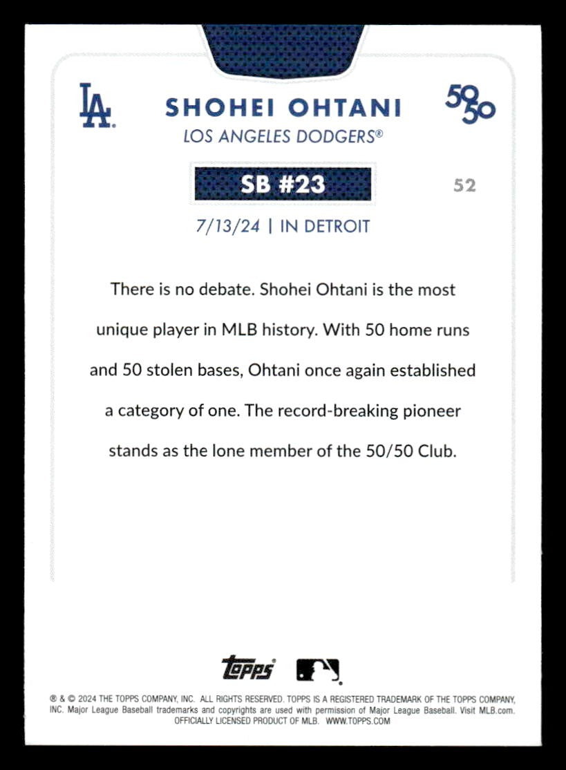 2024 Topps 50/50: Shohei Ohtani #52 Shohei Ohtani