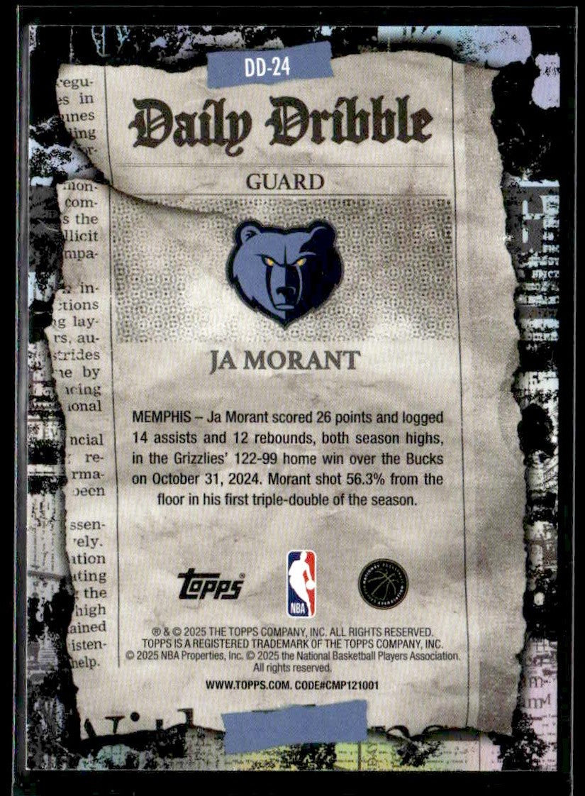 2025-26 Topps #DD-24 Ja Morant The Daily Dribble