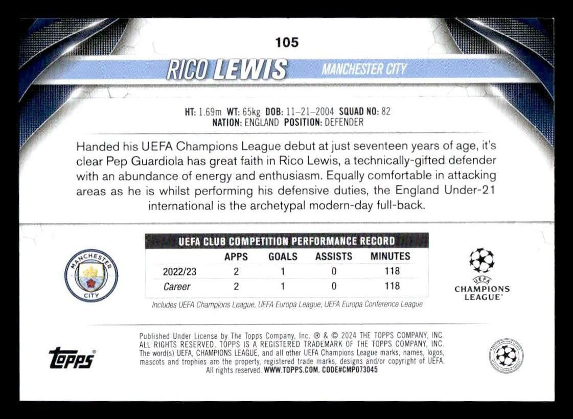 2023-24 Topps Jade Edition UEFA Club Competitions #105 Rico Lewis