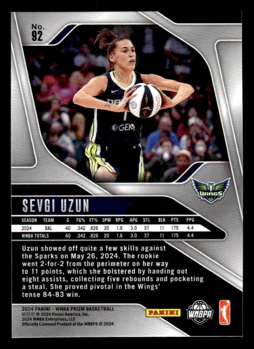 2024 Panini Prizm WNBA #92 Sevgi Uzun