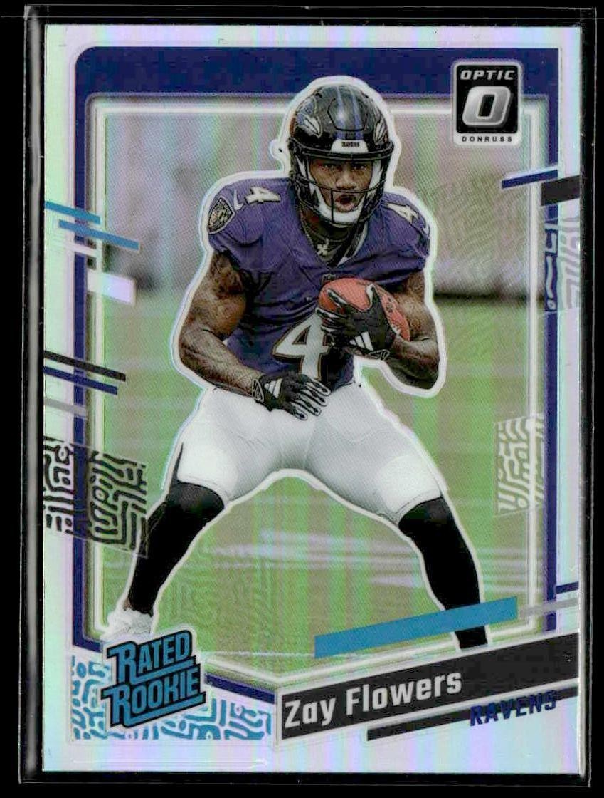 2023 Donruss #307 Zay Flowers Optic Rated Rookie Preview Holo Prizm