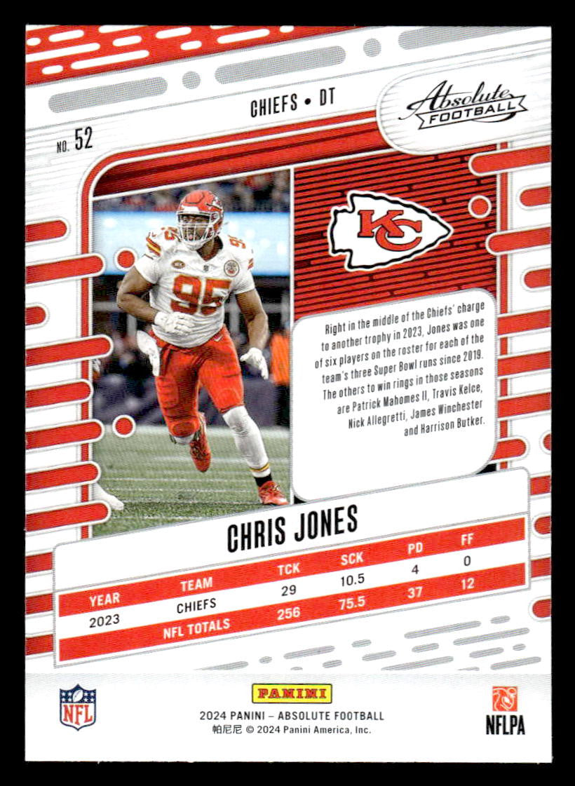 2024 Panini Absolute #52 Chris Jones Red and Blue