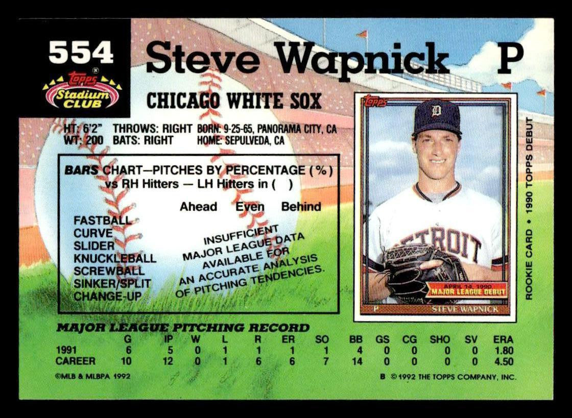 1992 Stadium Club #554 Steve Wapnick