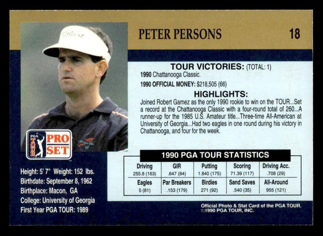 1990 Pro Set PGA Tour #18 Peter Persons