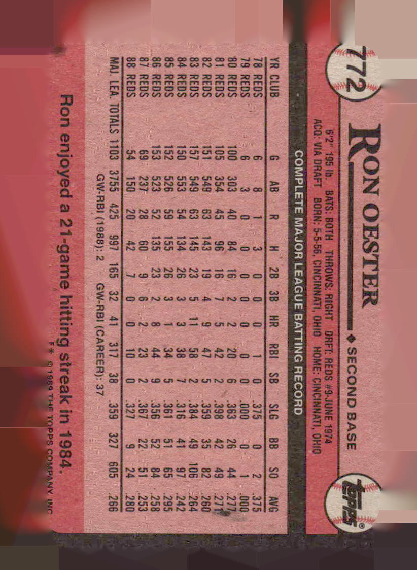 1989 Topps #772 Ron Oester