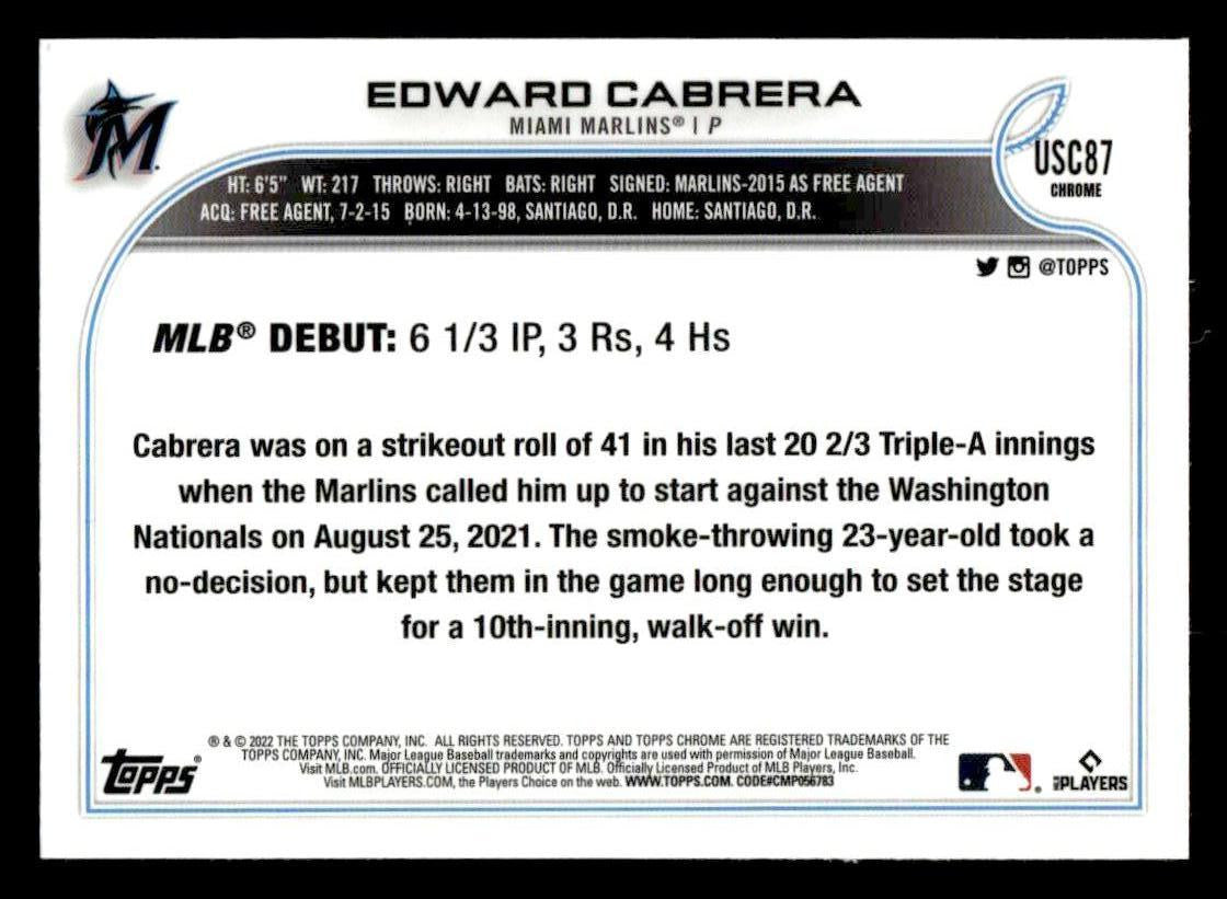 2022 Topps Chrome Update #USC87 Edward Cabrera Purple Refractor