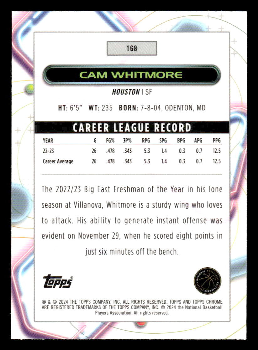2023-24 Topps Chrome Cosmic #168 Cam Whitmore