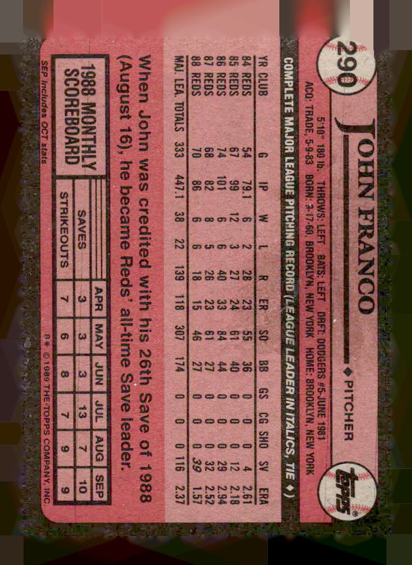 1989 Topps #290 John Franco