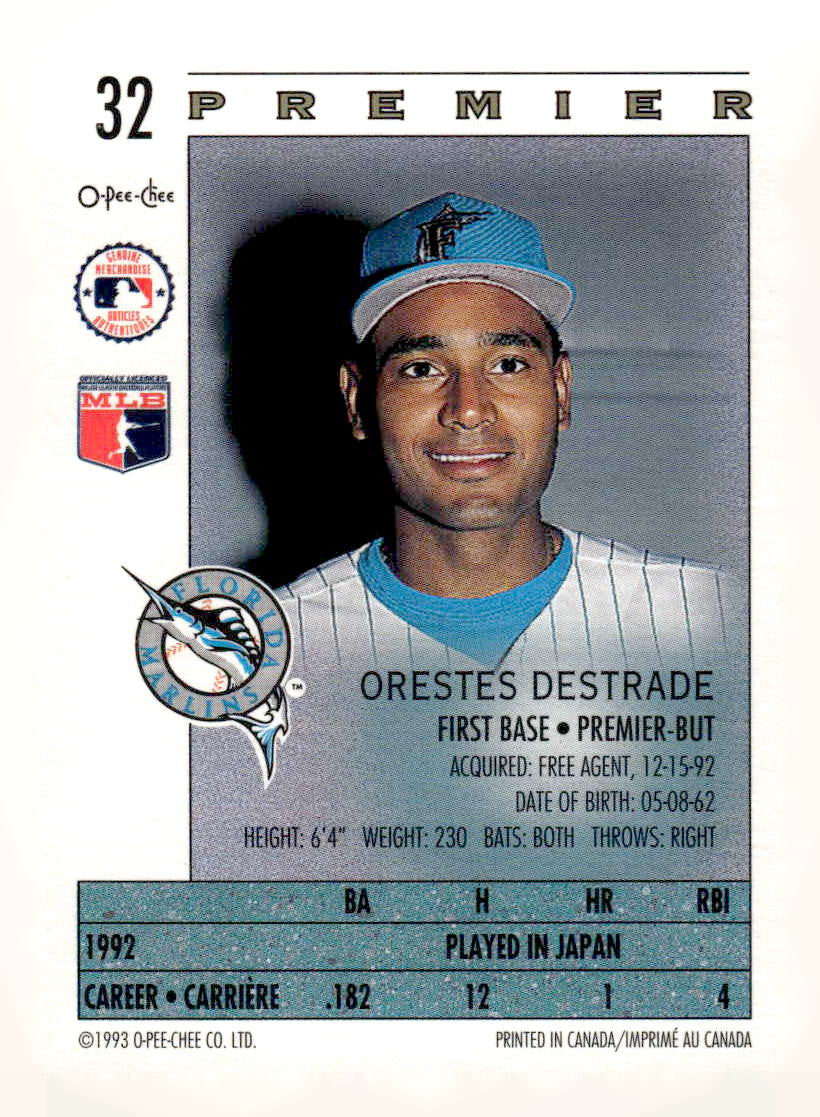1993 O-Pee-Chee Premier #32 Orestes Destrade