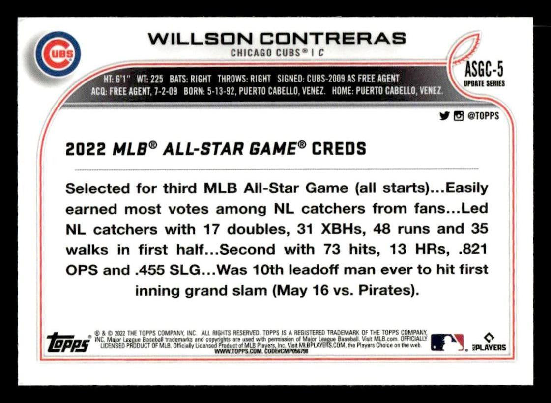 2022 Topps Chrome Update #ASGC-5 Willson Contreras 2022 All-Star Game Chrome