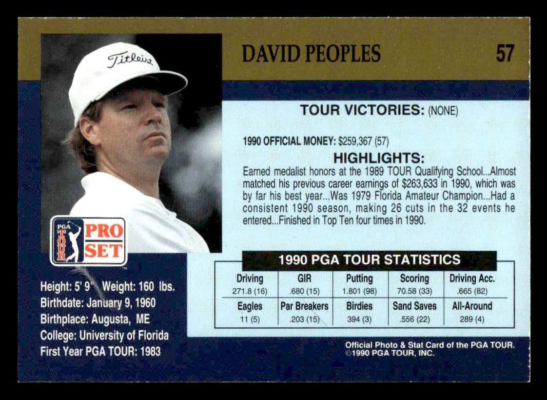 1990 Pro Set PGA Tour #57 David Peoples