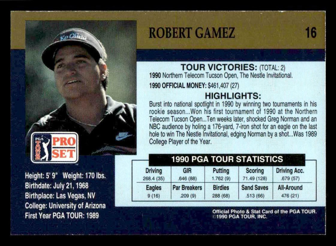 1990 Pro Set PGA Tour #16 Robert Gamez
