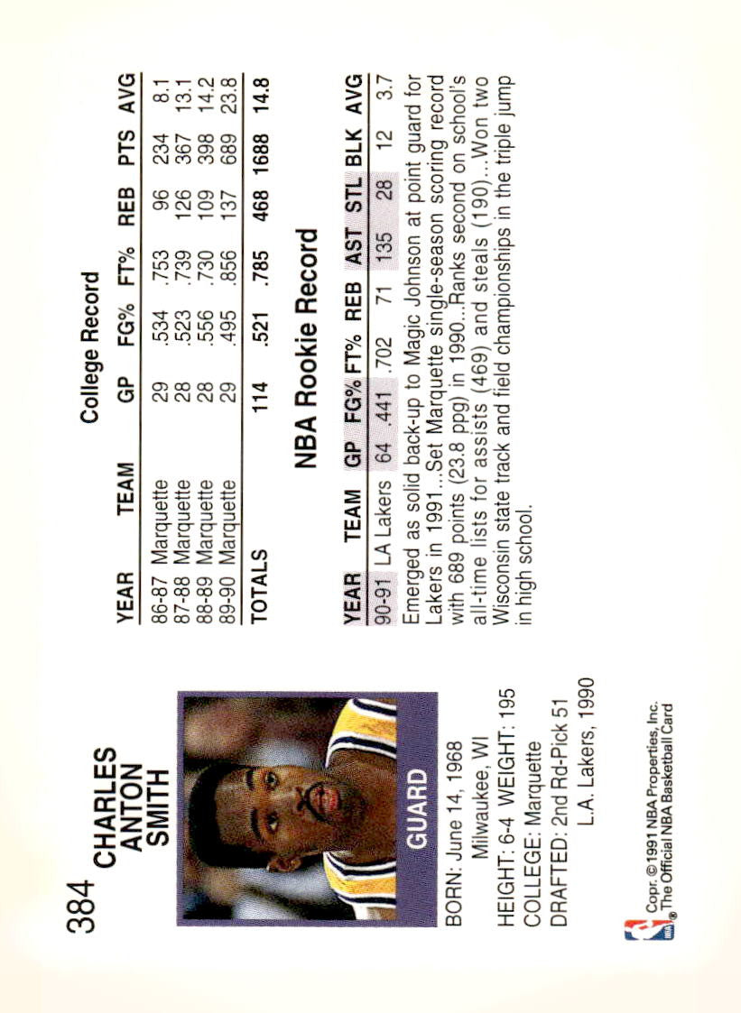 1991-92 Hoops #384 Tony Smith