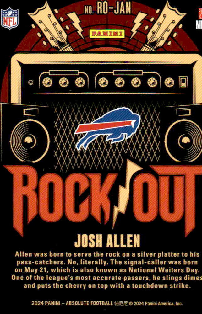 2024 Panini Absolute #RO-JAN Josh Allen Rock Out