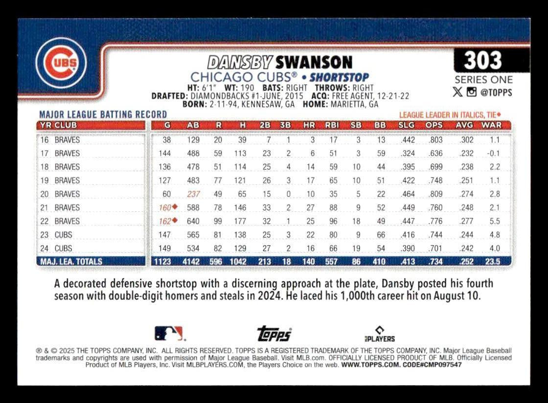 2025 Topps #303 Dansby Swanson