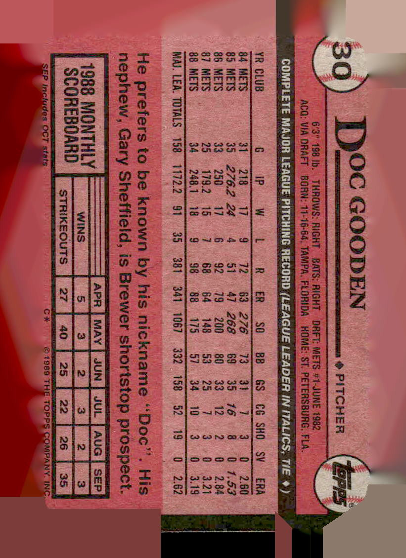 1989 Topps #30 Doc Gooden