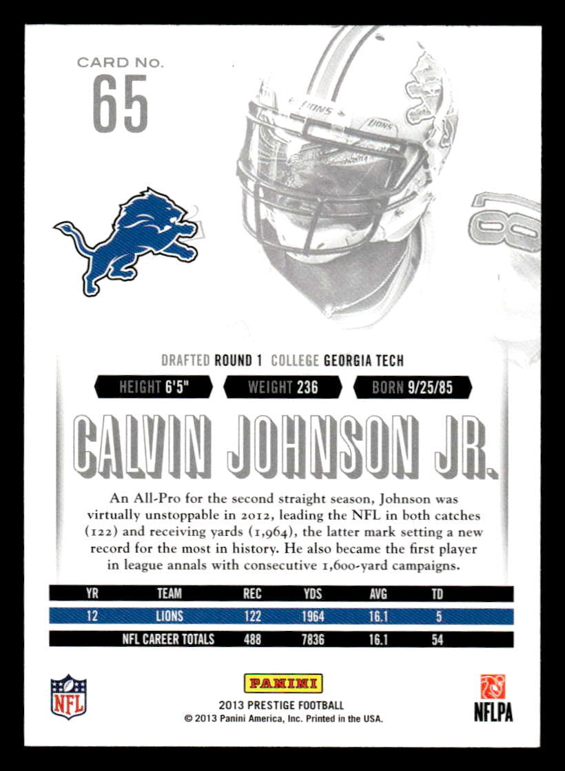2013 Panini Prestige #65 Calvin Johnson