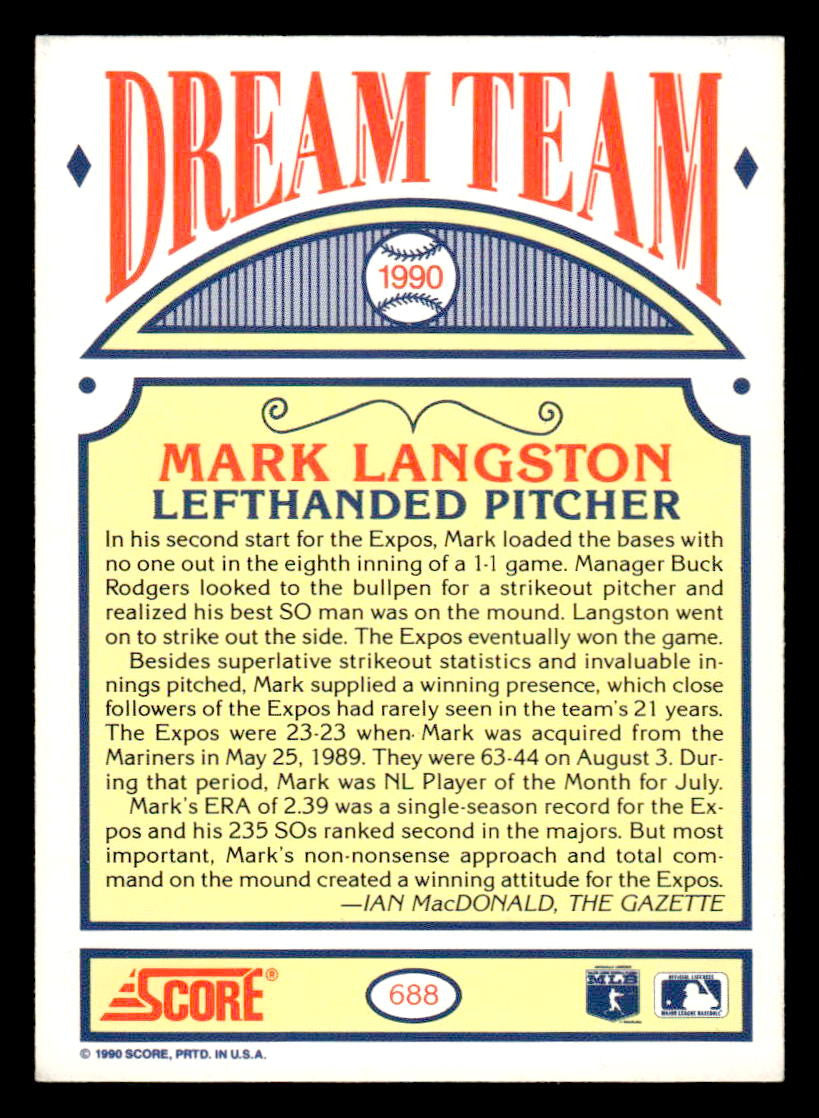 1990 Score #688 Mark Langston