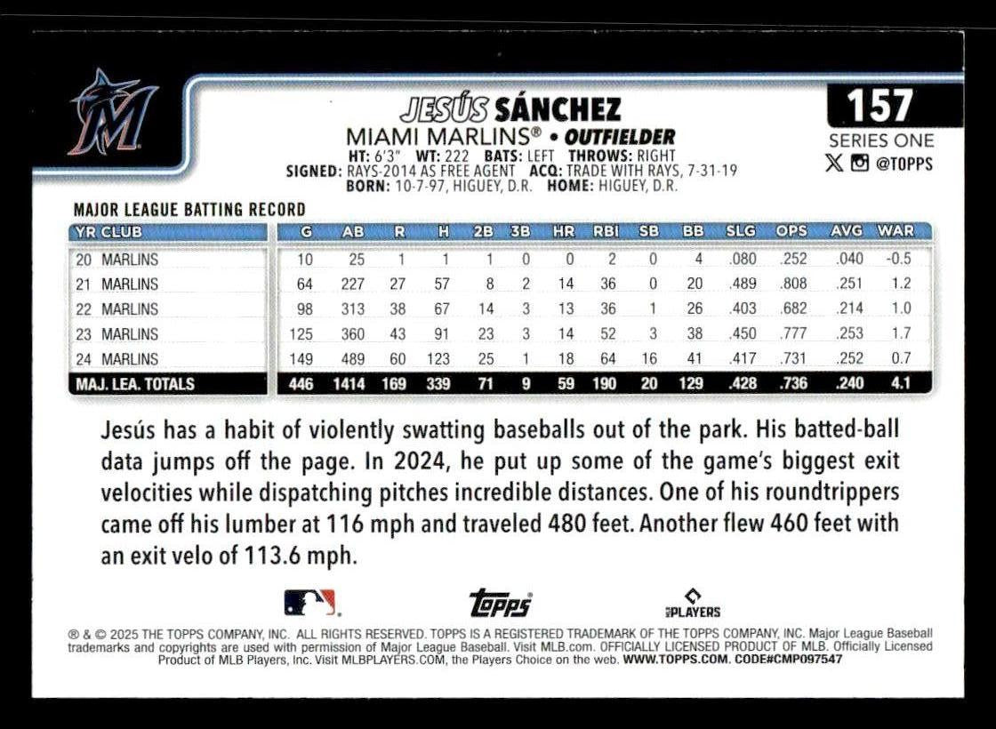 2025 Topps #157 Jesús Sánchez