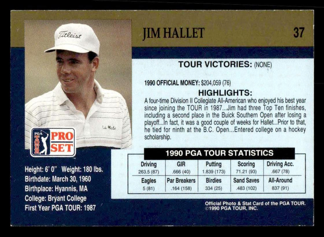 1990 Pro Set PGA Tour #37 Jim Hallet