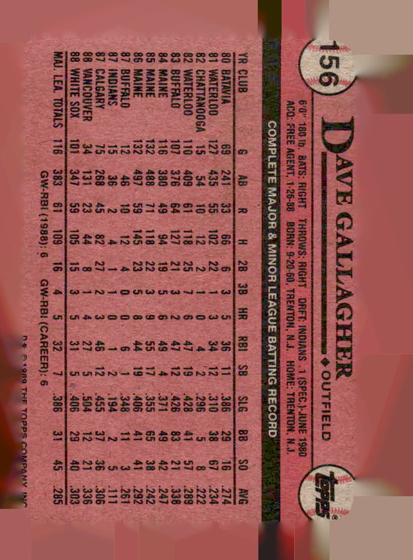 1989 Topps #156 Dave Gallagher