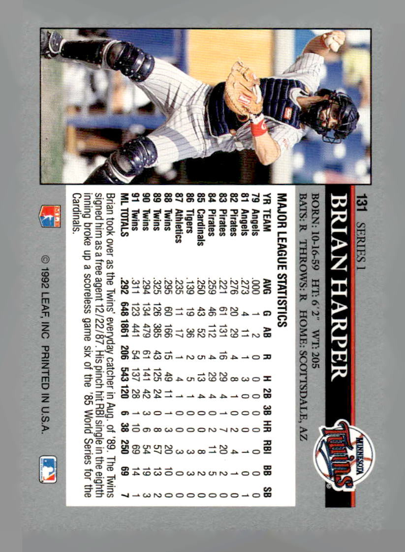 1992 Leaf #131 Brian Harper