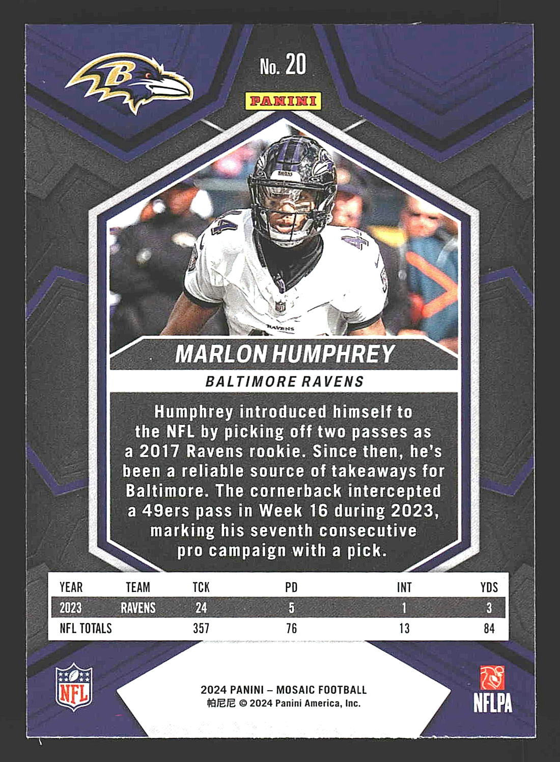 2024 Panini Mosaic #20 Marlon Humphrey