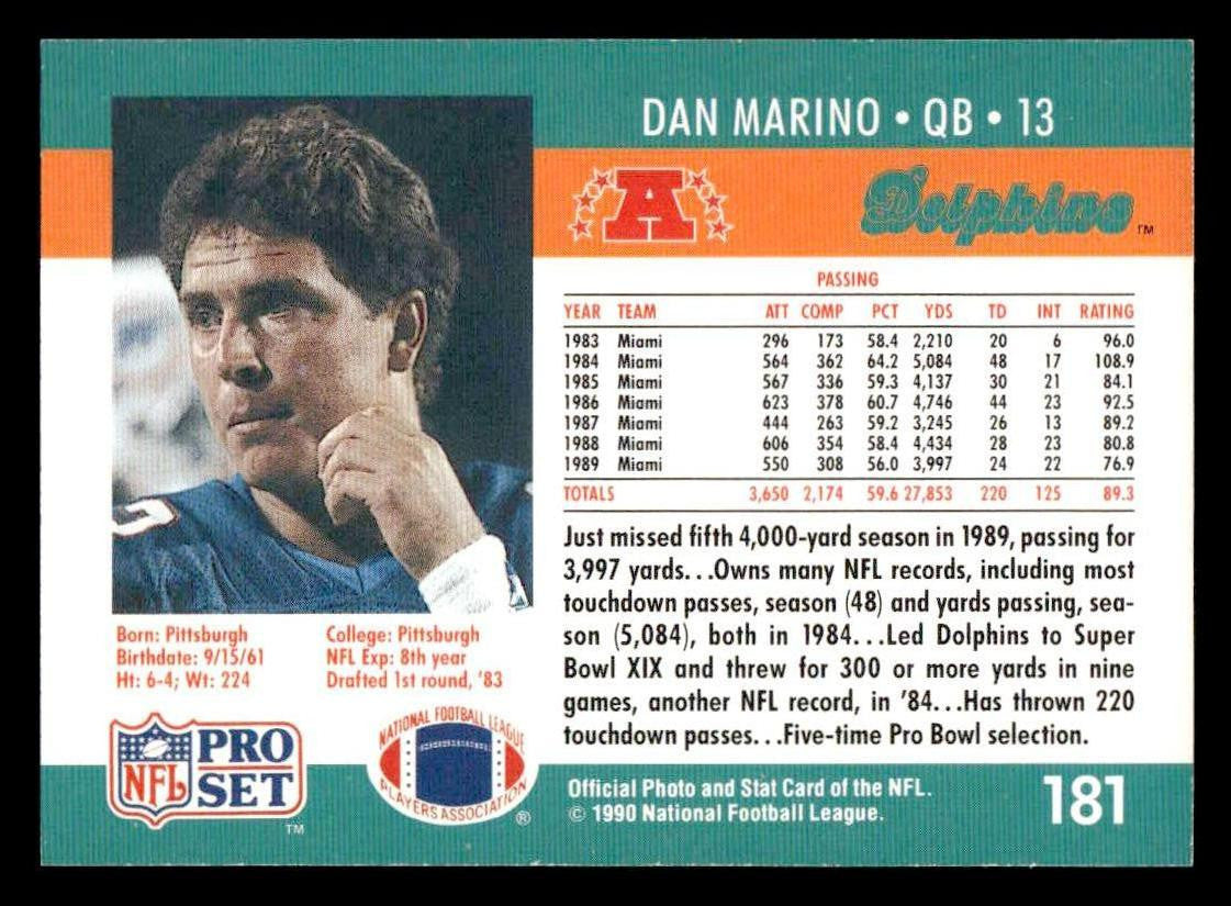 1990 Pro Set #181 Dan Marino