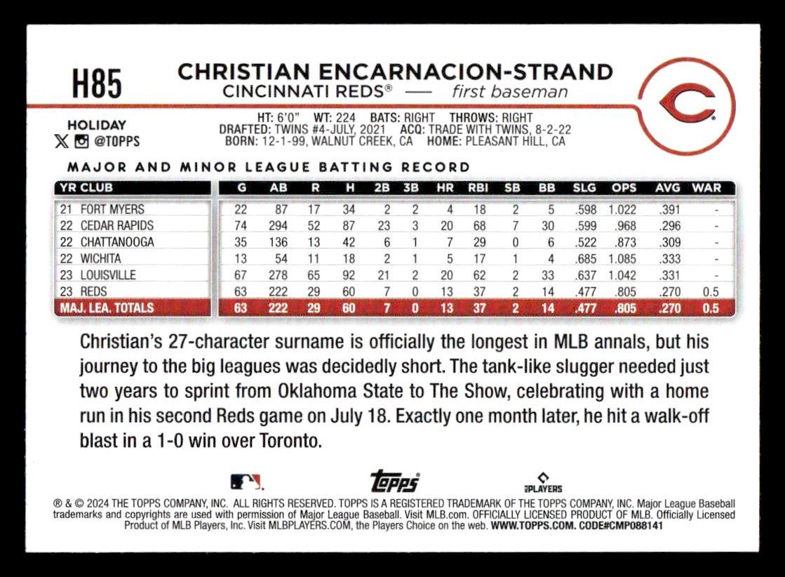 2024 Topps Holiday #H85 Christian Encarnacion-Strand
