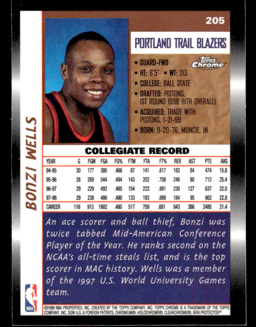 1998-99 Topps Chrome #205 Bonzi Wells