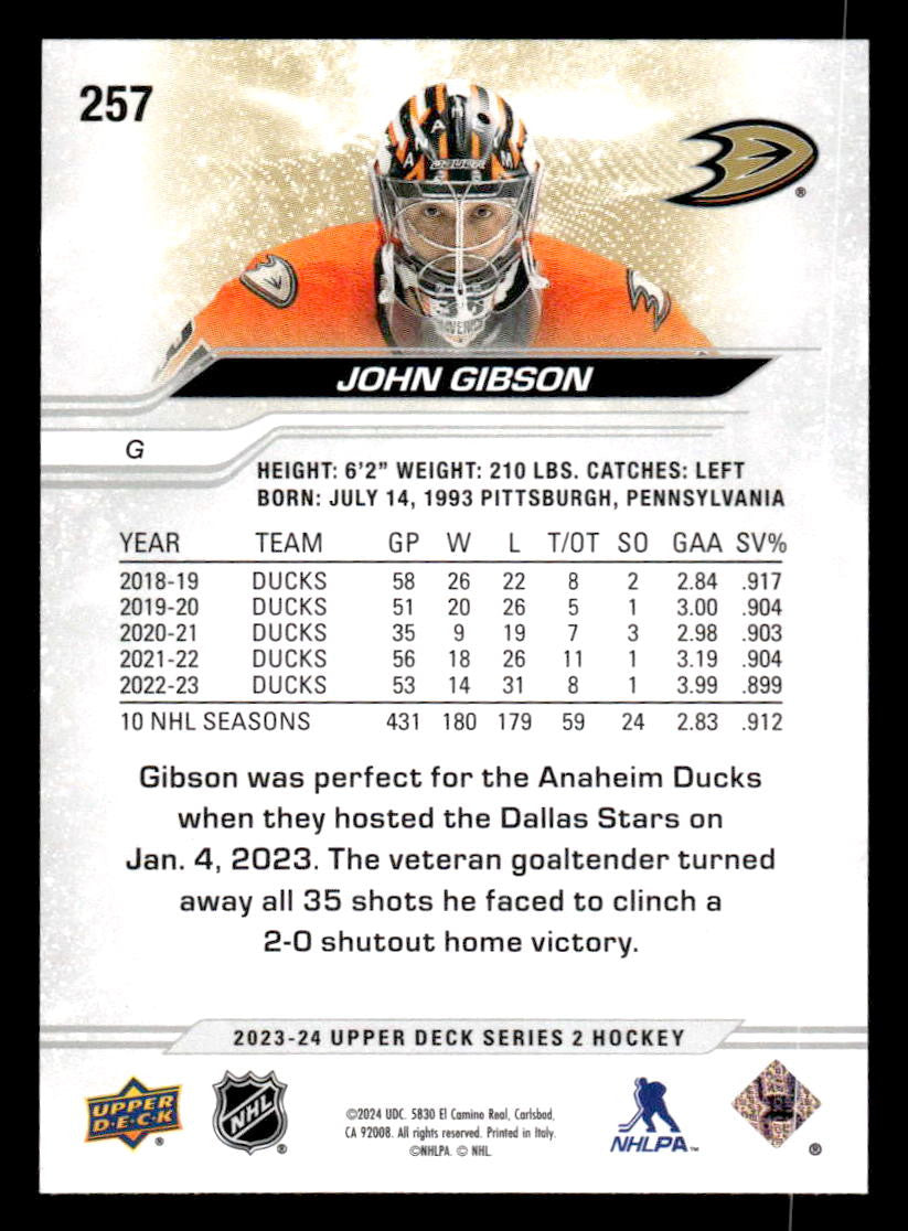 2023-24 Upper Deck #257 John Gibson