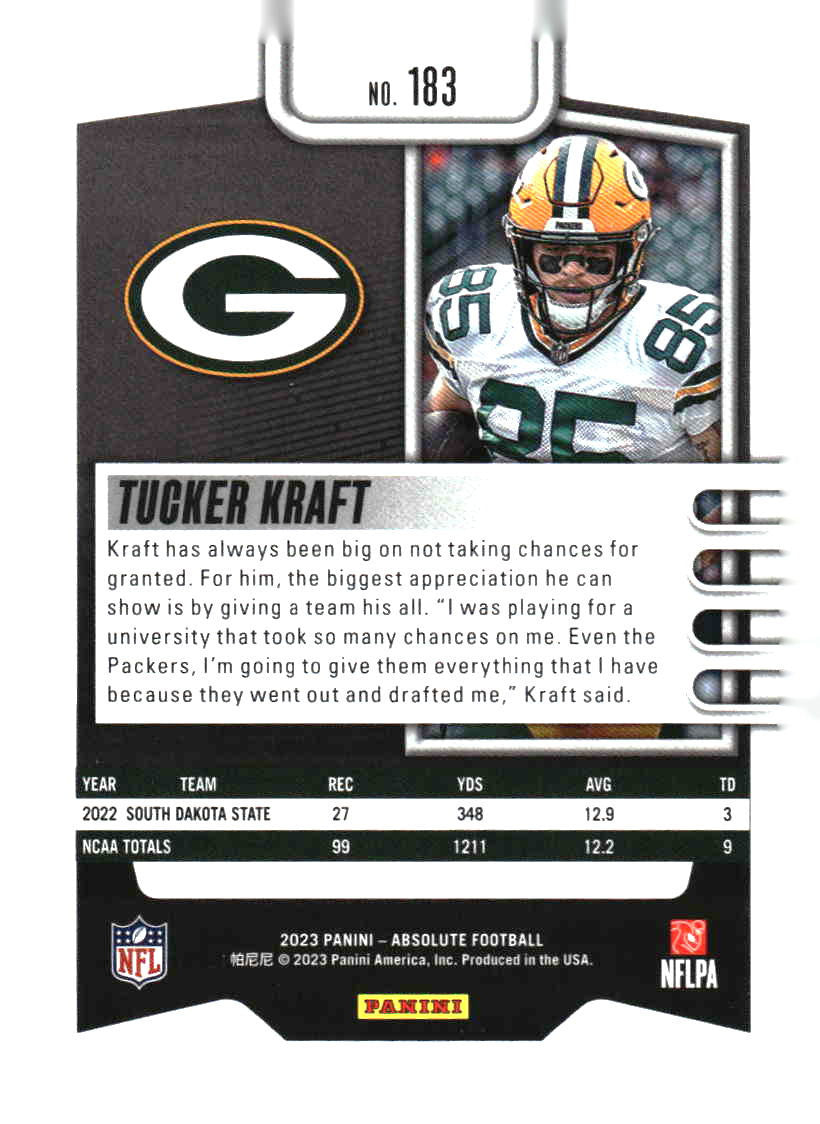 2023 Panini Absolute #183 Tucker Kraft Blue
