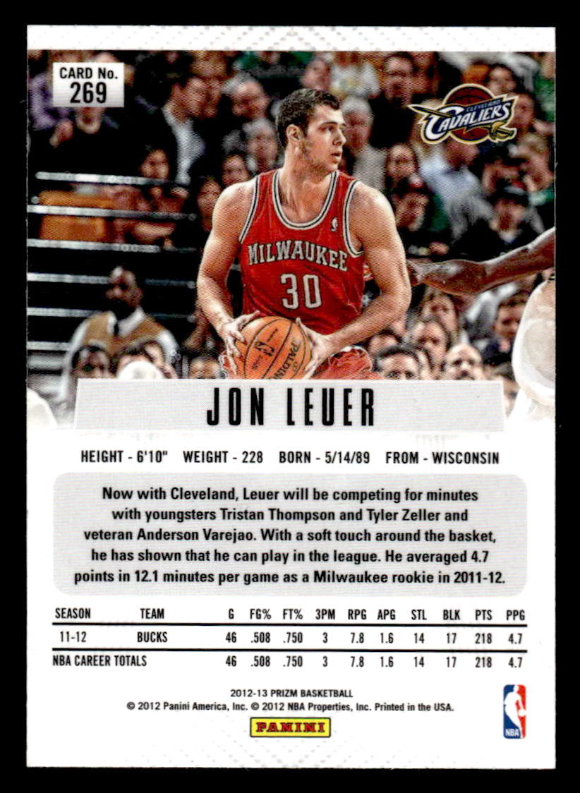 2012-13 Panini Prizm #269 Jon Leuer