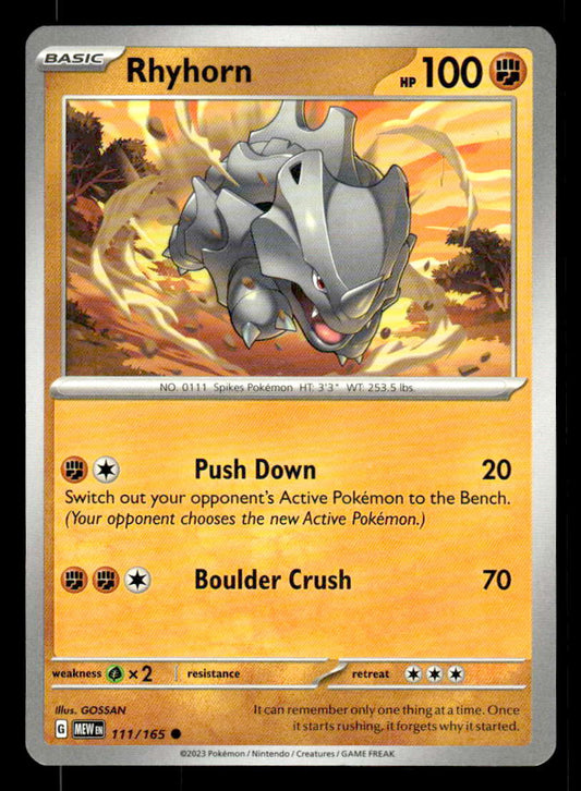 SV: Scarlet & Violet 151 #111/165 Rhyhorn
