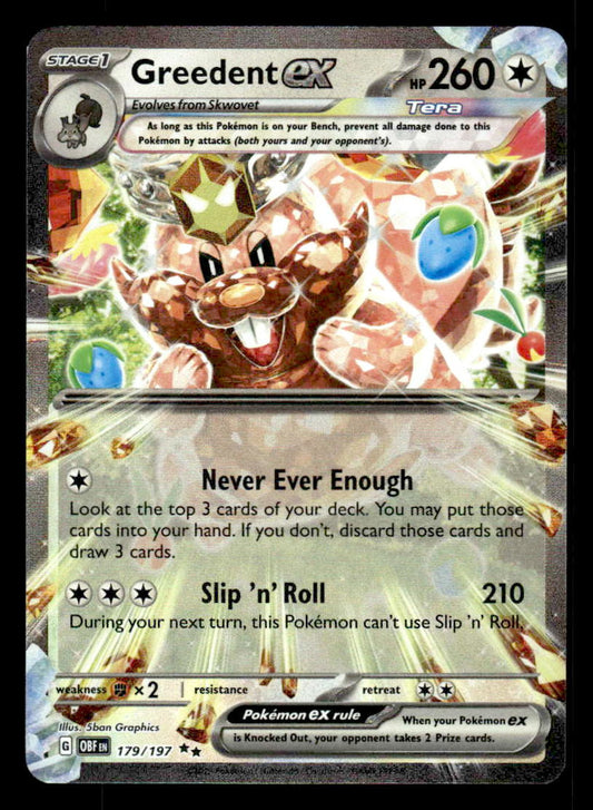SV03: Obsidian Flames #179/197 Greedent ex Double Rare
