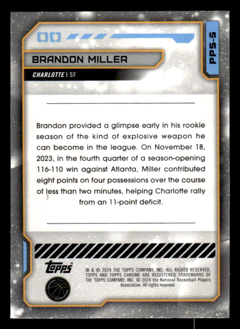 2023-24 Topps Chrome Cosmic #PPS-5 Brandon Miller Planetary Pursuit Sun