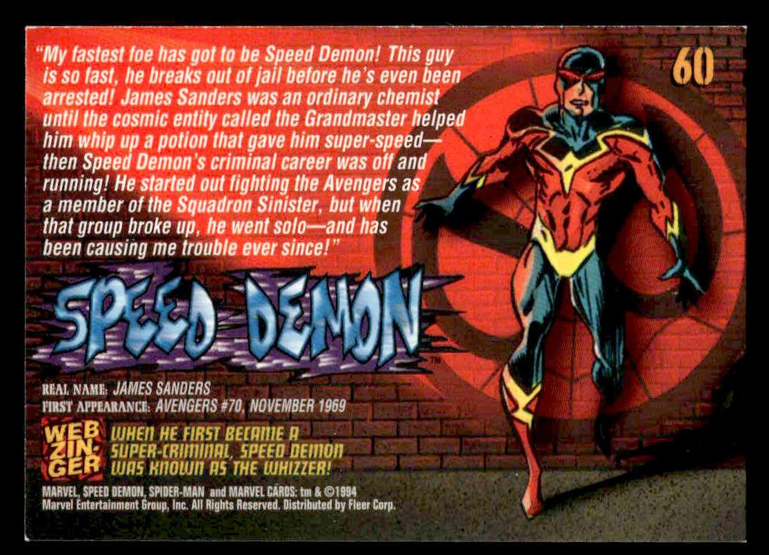 1994 Fleer The Amazing Spider-Man #60 Speed Demon